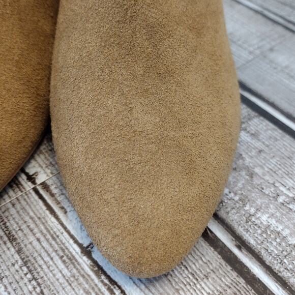 Lucky Brand NWOT Tan Suede Zakina Cuffed Fringe Ankle Boots Cowgirl Western Boho - Picture 5 of 13